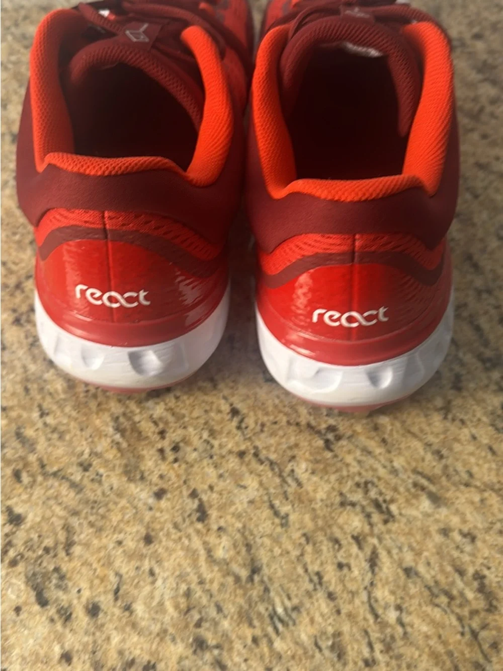 Nike Red and Maroon Baseball Cleats with White Swoosh